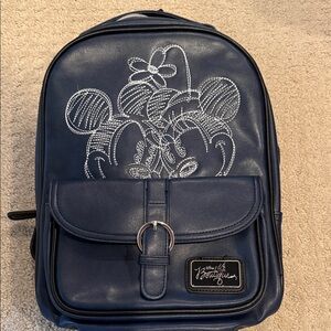 Stylish Disney Navy Blue Backpack with White Embroidery